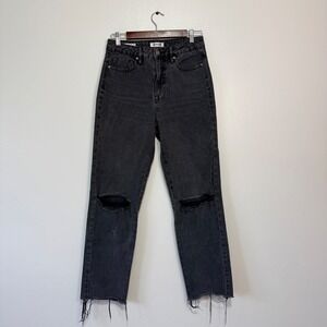 Vigoss Billie 90s High Rise Straight Leg Distressed Jeans Faded Black Size 27